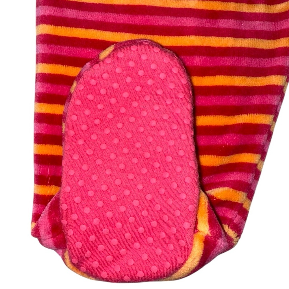 Vintage Petit Lem 24M Giraffe Velour Outfit – Orange Pink Set Footed Pants - Picture 6 of 10
